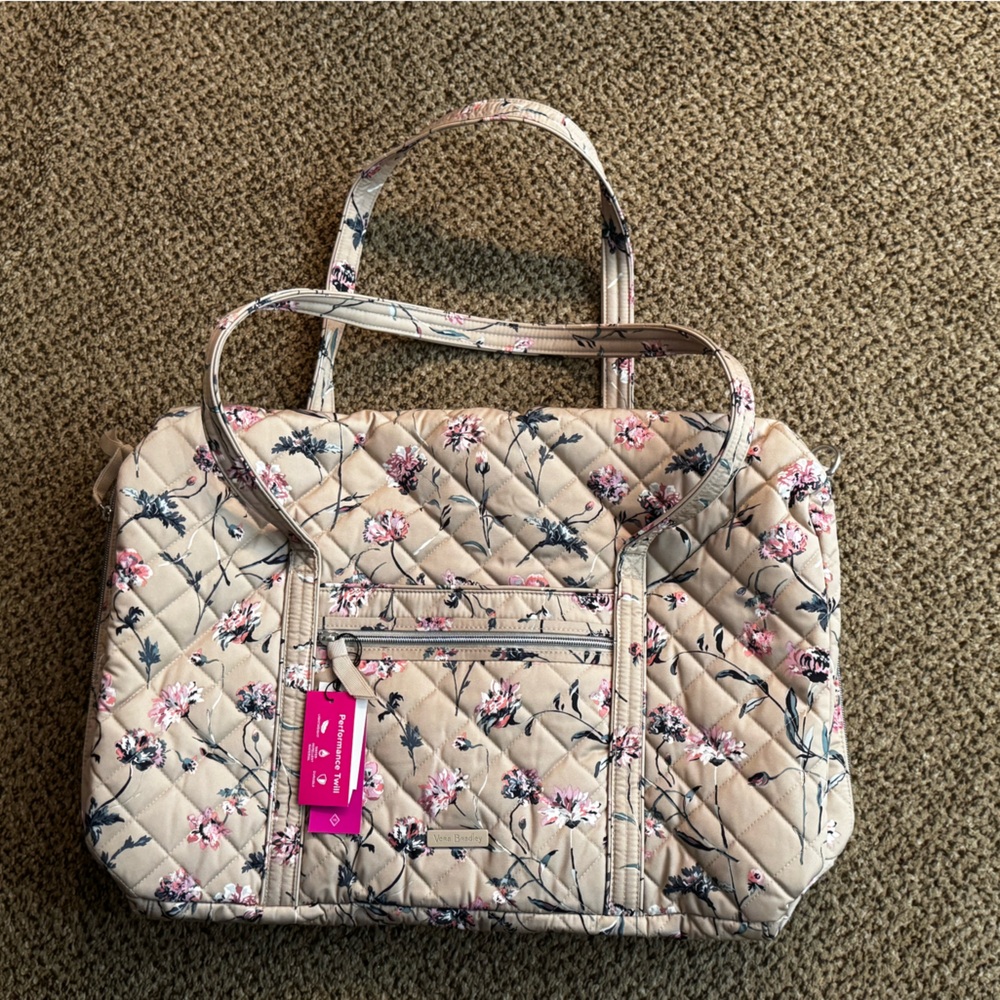 Vera Bradley Floral Quilted Tote Bag Twill Starflowers